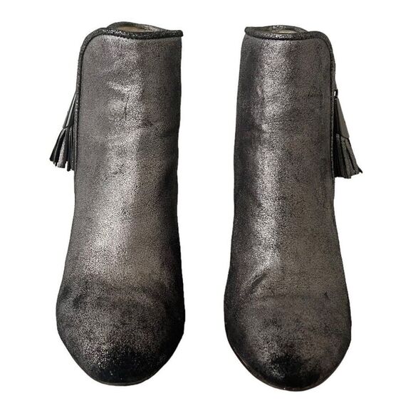 Louise Et Cie Size 8.5 Zirelle Petrol Silver Nubuck Leather Ankle Booties - Picture 2 of 7
